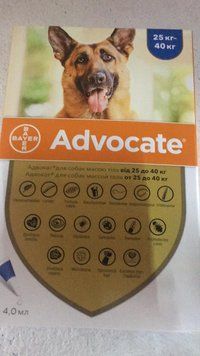 Адвокат Advocate краплі для собак вагою від 25 кг, 1 піпетка (Bayer) 11015 фото