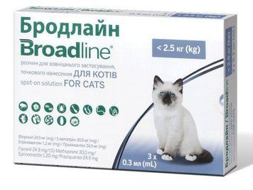 БРОДЛАЙН Спот-Он до 2,5кг / BROADLINE Spot On for Cat (1 упаковка 3 пипетки ) для кошек 123447 фото