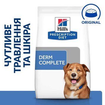 Hill&rsquo;s PRESCRIPTION DIET Derm Complete Корм для собак при харчовій алергії та атопічному дерматиті, 12кг Хилс 605870 фото
