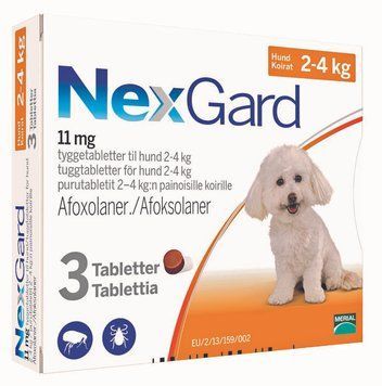 NexGard НексГард- жевательная таблетка для защиты собак S (2-4кг) 1 таб 16586 фото