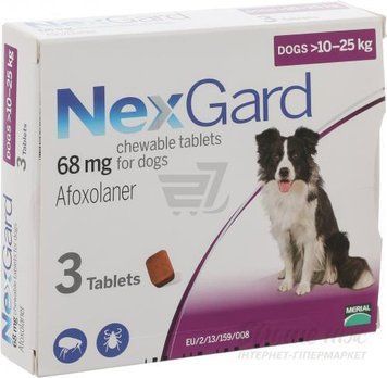 NexGard НексГард - жевательная таблетка для защиты собак 10-25кг 1таб 16588 фото